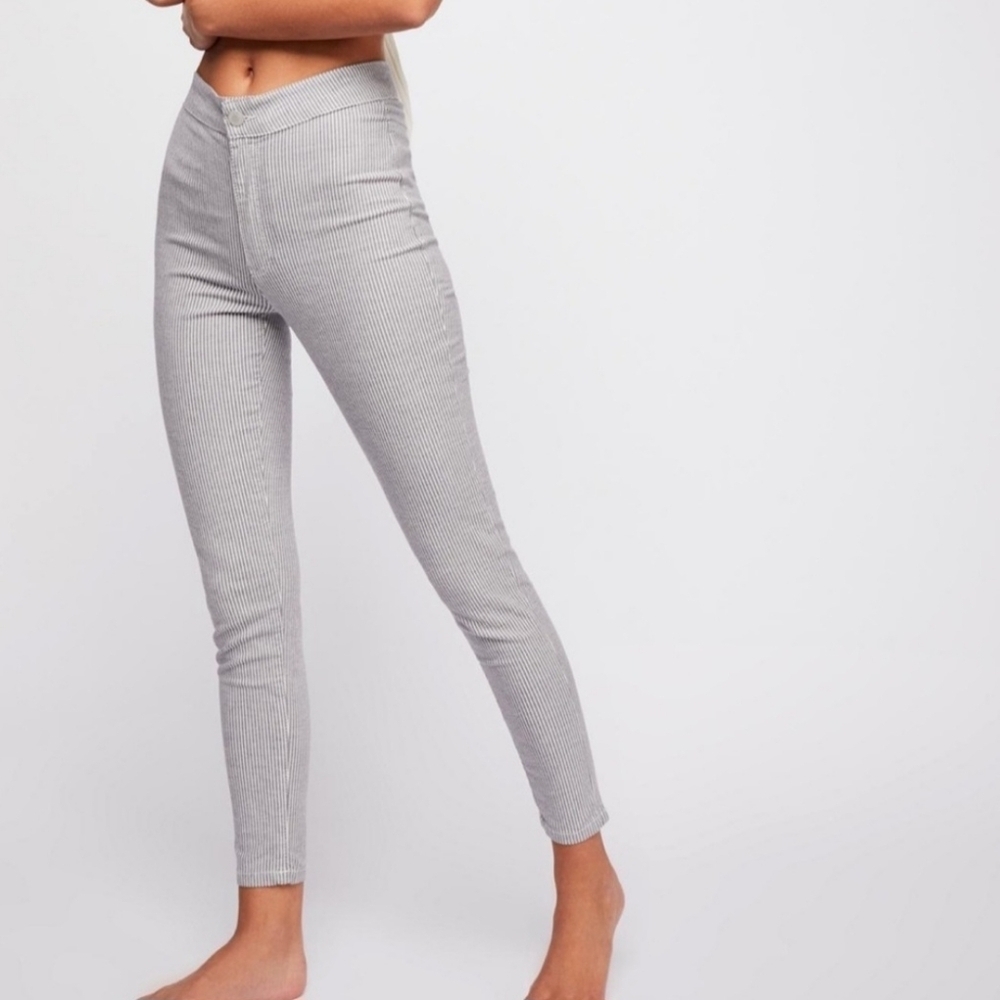 Free people Women's Striped Casual Pants Stretch Bluish/Grey And White Size 29